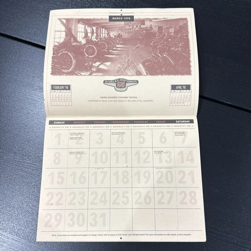 Harley-Davidson 95th Anniversary Calendar with Event Schedule
